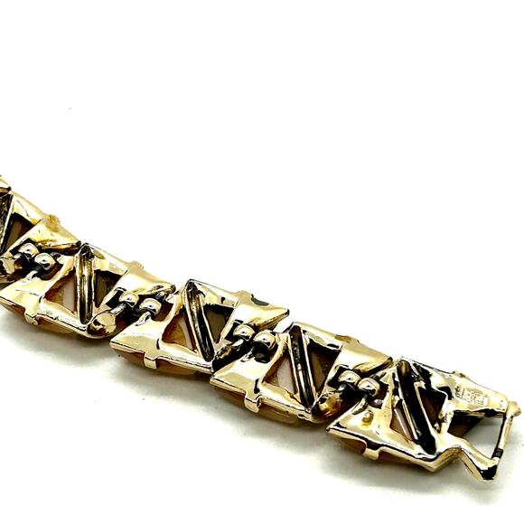 Vintage MCM Leru Thermoset 2 Tone Brown/Cream Bracelet and Earrings Set - Picture 10 of 12